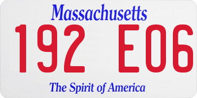 MA license plate 192EO6