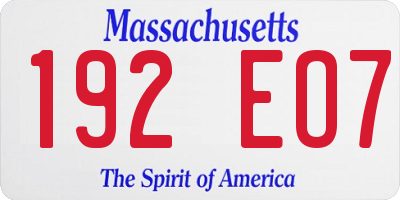 MA license plate 192EO7