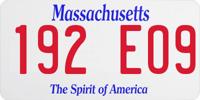 MA license plate 192EO9
