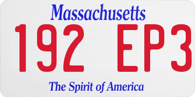 MA license plate 192EP3