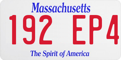 MA license plate 192EP4