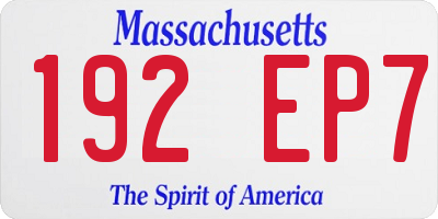 MA license plate 192EP7