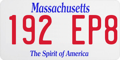 MA license plate 192EP8