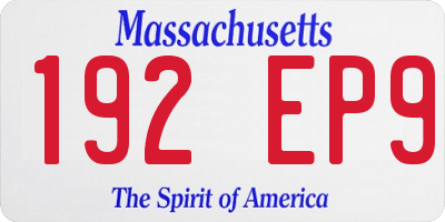 MA license plate 192EP9