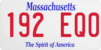 MA license plate 192EQ0