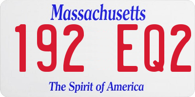 MA license plate 192EQ2