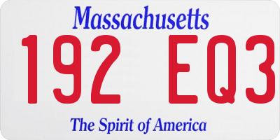 MA license plate 192EQ3