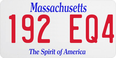 MA license plate 192EQ4