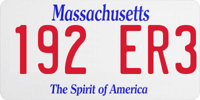 MA license plate 192ER3