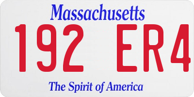 MA license plate 192ER4