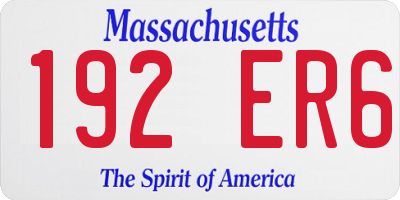 MA license plate 192ER6