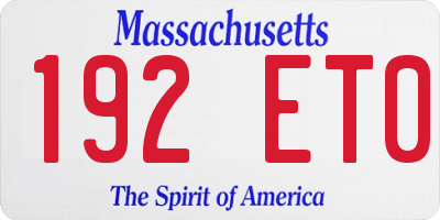 MA license plate 192ET0