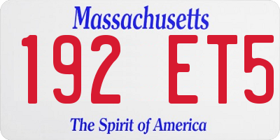 MA license plate 192ET5