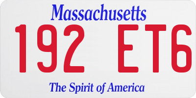 MA license plate 192ET6