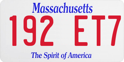 MA license plate 192ET7