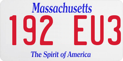 MA license plate 192EU3
