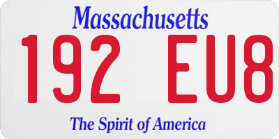 MA license plate 192EU8