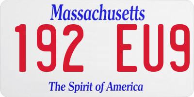 MA license plate 192EU9