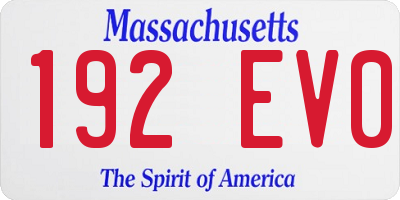 MA license plate 192EV0