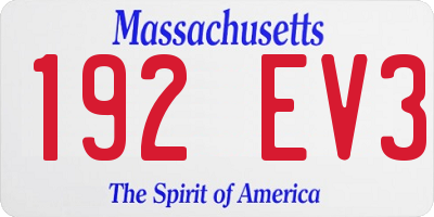 MA license plate 192EV3