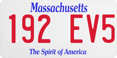 MA license plate 192EV5
