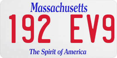 MA license plate 192EV9