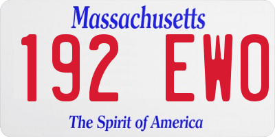 MA license plate 192EW0