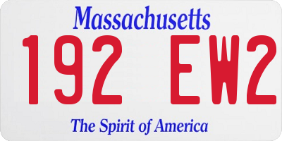 MA license plate 192EW2