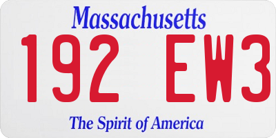MA license plate 192EW3