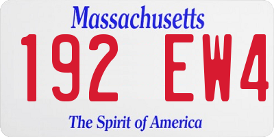 MA license plate 192EW4