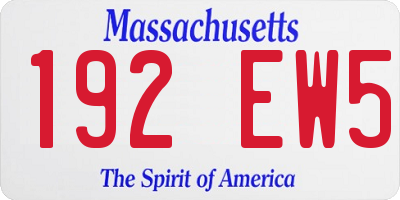 MA license plate 192EW5