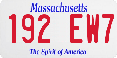 MA license plate 192EW7