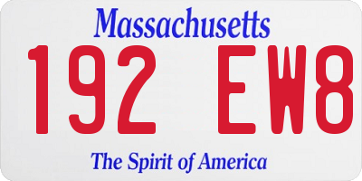 MA license plate 192EW8