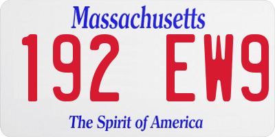 MA license plate 192EW9