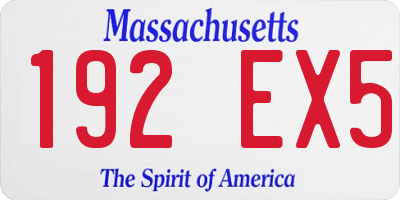 MA license plate 192EX5
