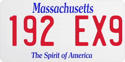 MA license plate 192EX9