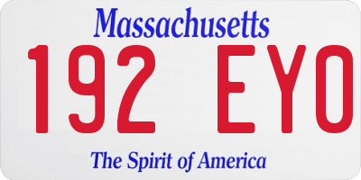 MA license plate 192EY0