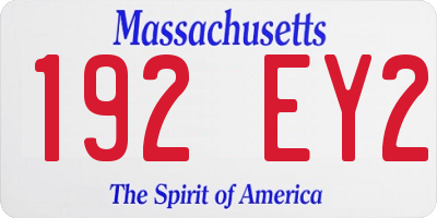 MA license plate 192EY2