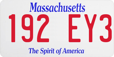 MA license plate 192EY3