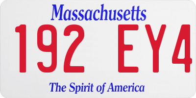 MA license plate 192EY4