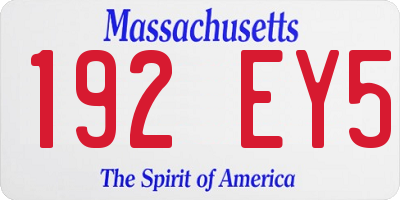 MA license plate 192EY5