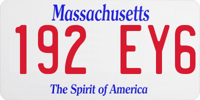 MA license plate 192EY6