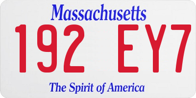 MA license plate 192EY7