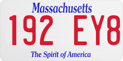 MA license plate 192EY8
