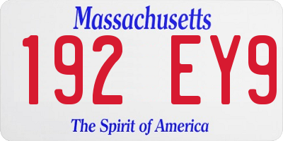 MA license plate 192EY9