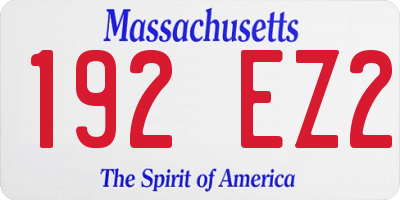 MA license plate 192EZ2