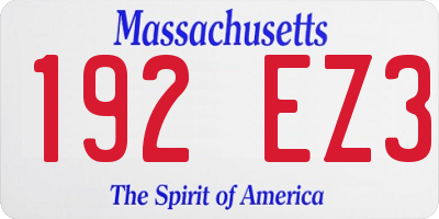 MA license plate 192EZ3