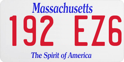 MA license plate 192EZ6