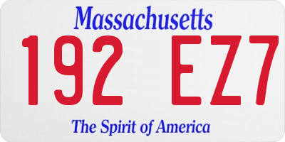MA license plate 192EZ7