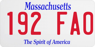 MA license plate 192FA0